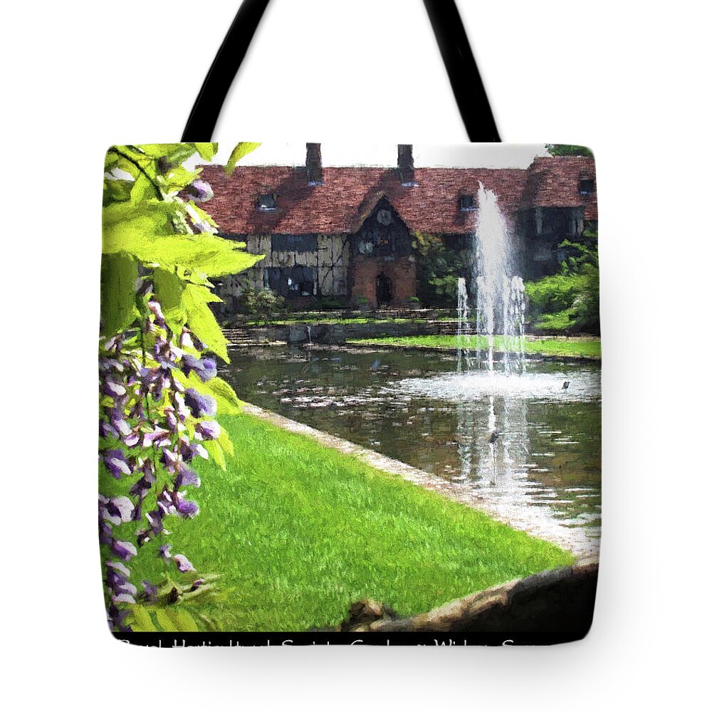 Lake Tote Bag featuring the digital art Lake and Fountain at RHS Wisley by Jayne Wilson