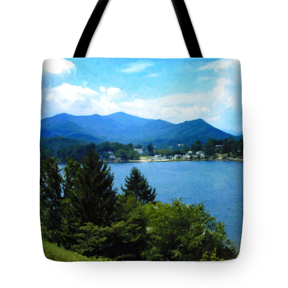 Lake Junaluska Tote Bag featuring the digital art Lake Junaluska NC by Flees Photos