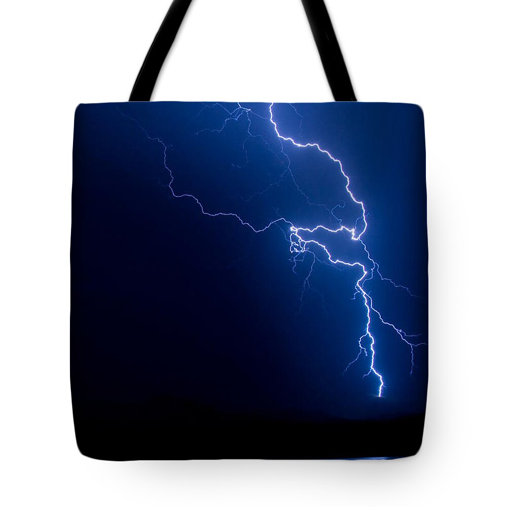 Lightning Tote Bag featuring the photograph Lake Lightning Strike by James BO Insogna