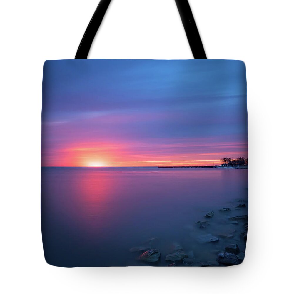 Illinois Tote Bag featuring the photograph Lake Michigan Sunrise by Brad Boland