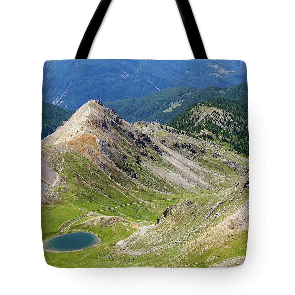 Mountain Landscape Tote Bag featuring the photograph Lake of Souliers - French Alps by Paul MAURICE