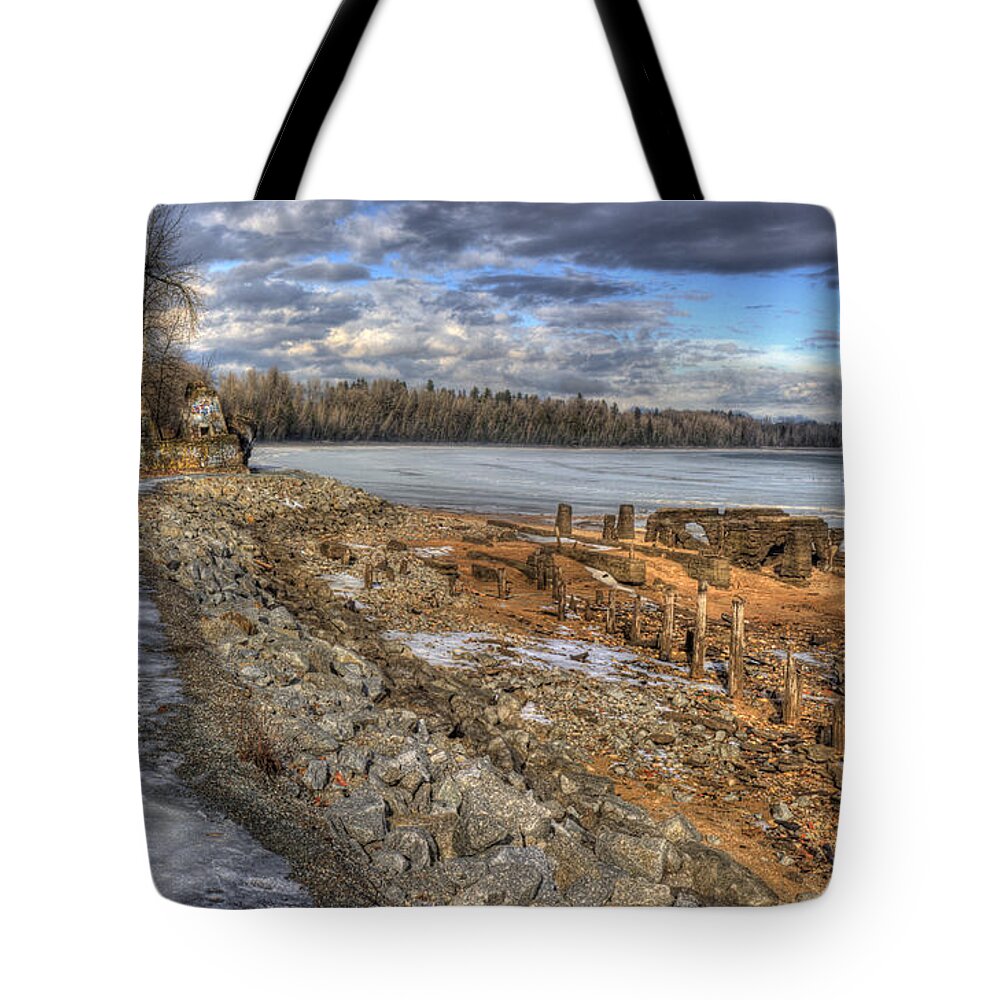 Landscape Tote Bag featuring the photograph Lake Pend d'Oreille at Humbird Ruins 2 by Lee Santa