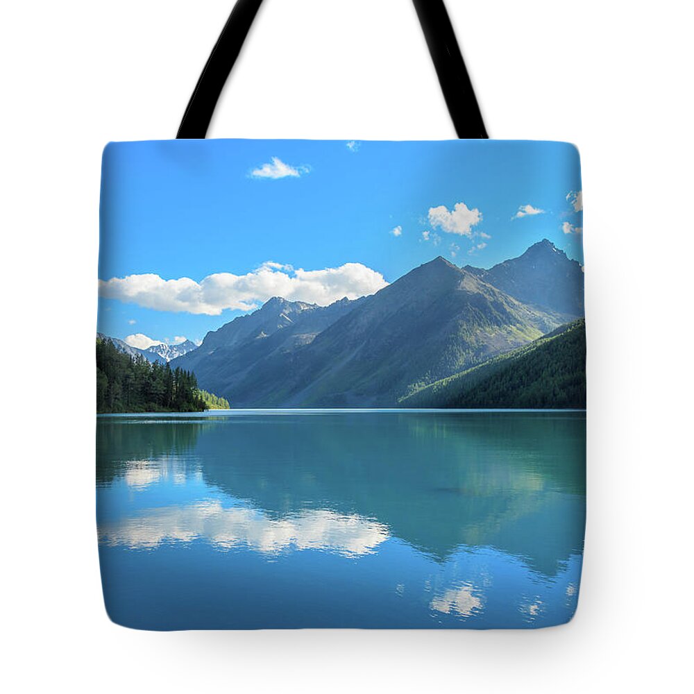 Russian Artists New Wave Tote Bag featuring the photograph Lake Reflections. Altai Mountains by Victor Kovchin