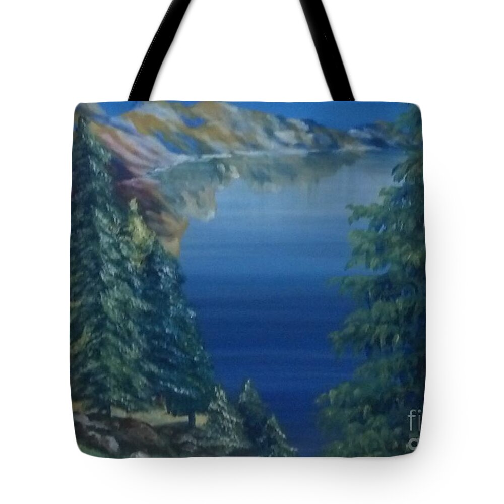 Lake Tote Bag featuring the painting Lake by Saundra Johnson