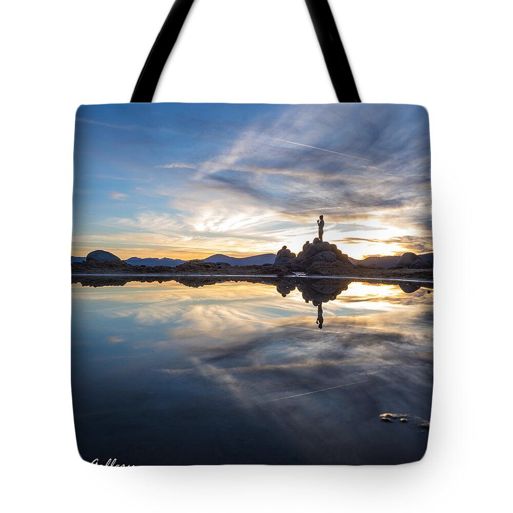 Lake Tahoe Sunset Silhouette Tote Bag featuring the photograph Lake Tahoe sunset by Martin Gollery