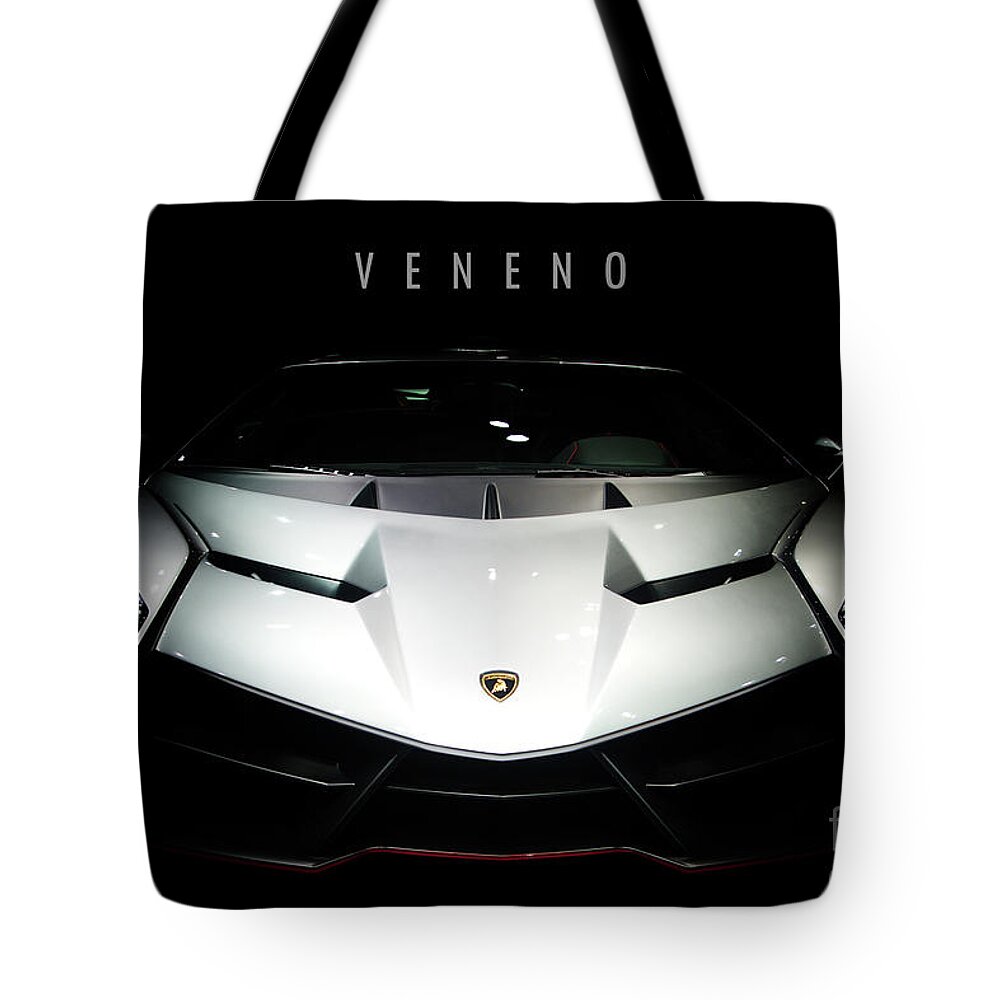 Lamborghini Tote Bag featuring the digital art Lamborghini Veneno by Airpower Art