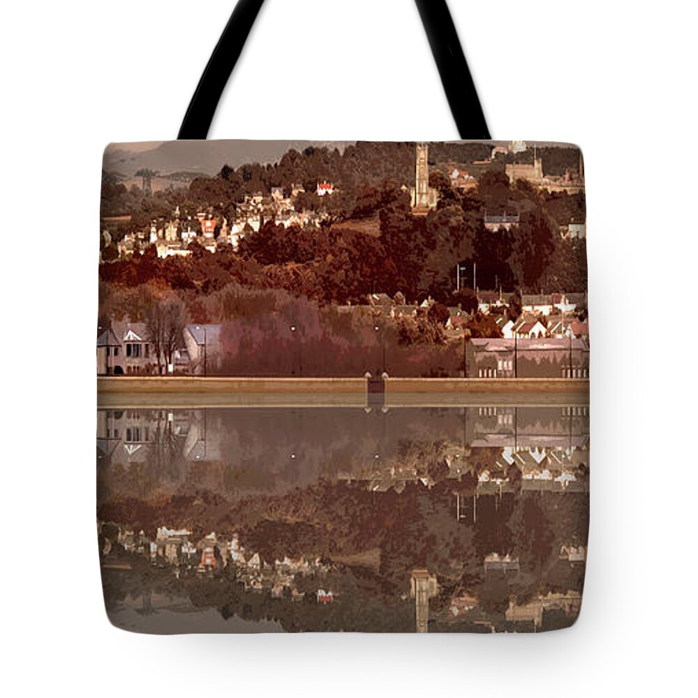 Lancaster Tote Bag featuring the digital art Lancaster Reflection by Joe Tamassy
