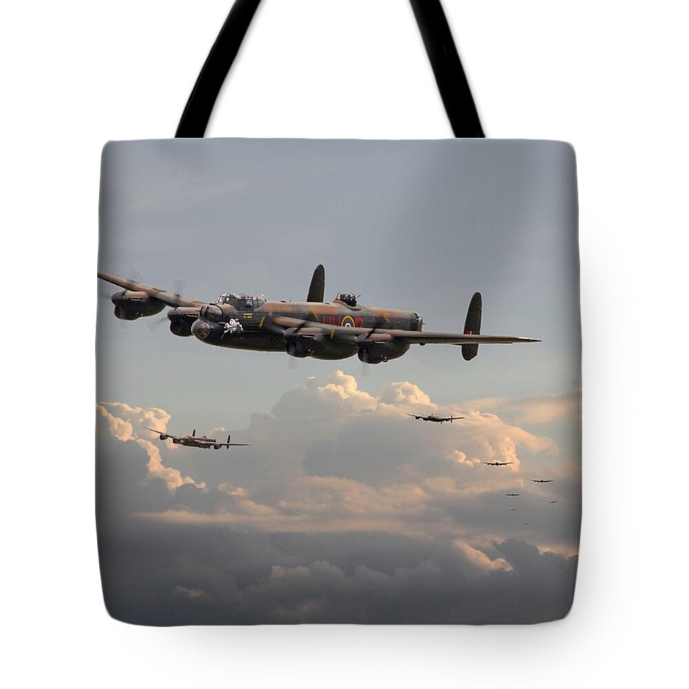 Aircraft Tote Bag featuring the photograph Lancasters - 'Maximum Effort' by Pat Speirs