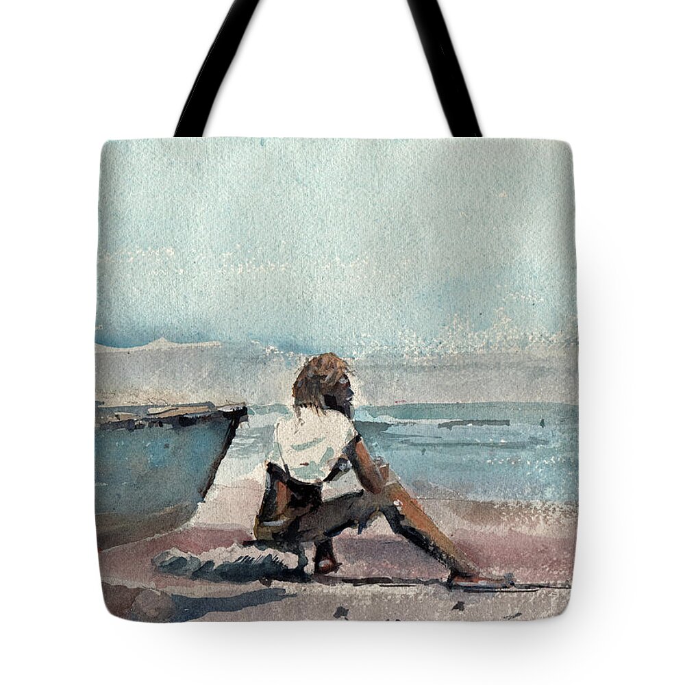 Watercolor Tote Bag featuring the painting Land Far Away by Gaston McKenzie