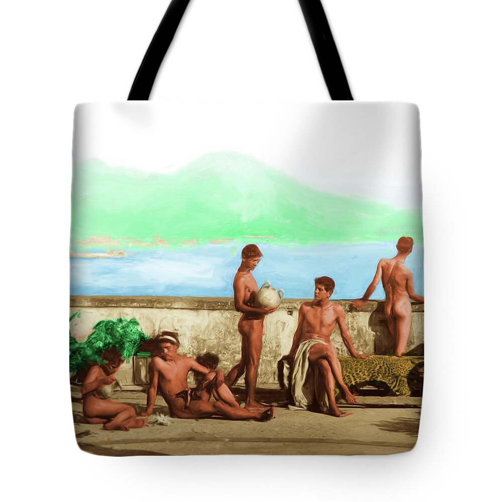 Wilhelm Tote Bag featuring the painting Land of Fire by Troy Caperton