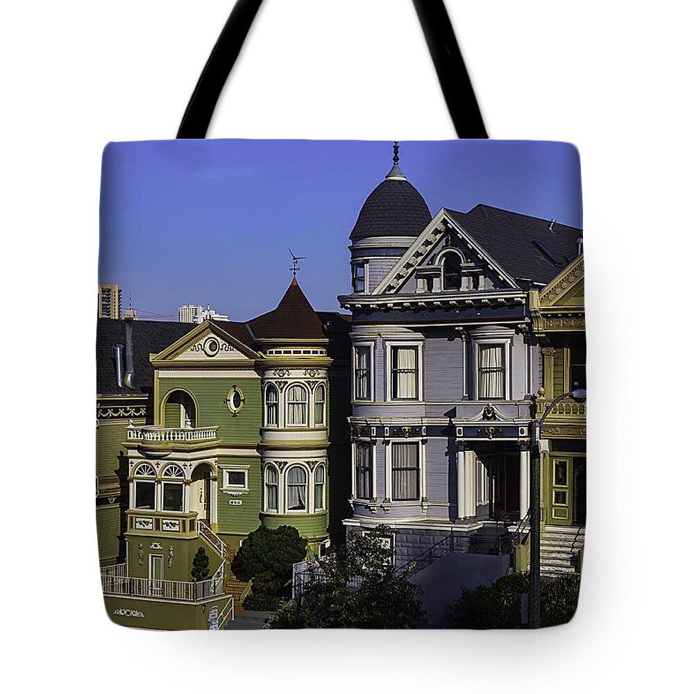 Victorian Tote Bag featuring the photograph Landmark Houses by Garry Gay