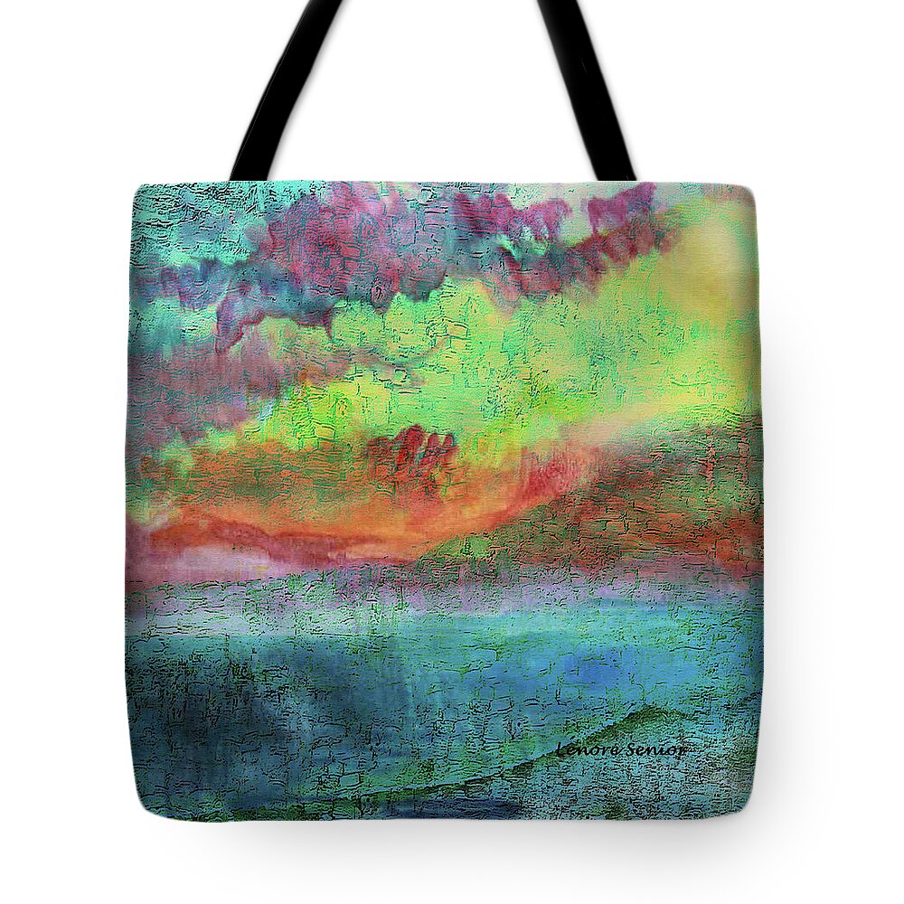 Abstract Tote Bag featuring the mixed media Landscape of My Mind by Lenore Senior