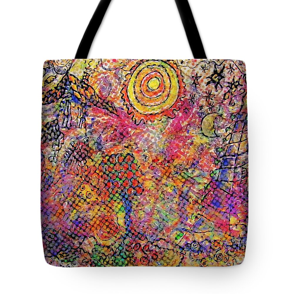 Landscape Tote Bag featuring the digital art Landscape With Dots by Mimulux Patricia No
