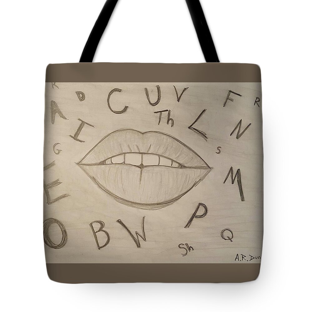 Drawing Tote Bag featuring the drawing Language of Speech by Ashley Dunn