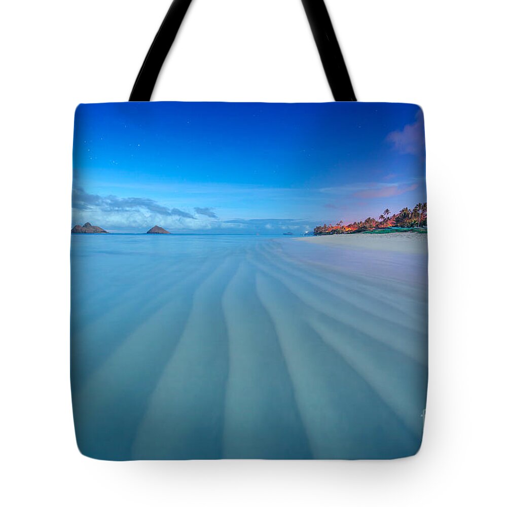 Lanikai Beach Tote Bag featuring the photograph Lanikai Beach Ripples in the Sand Wide by Aloha Art