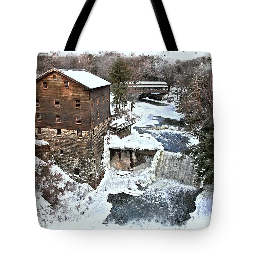 Youngstown Tote Bag featuring the photograph Lanterman's Mill by Suzanne Stout