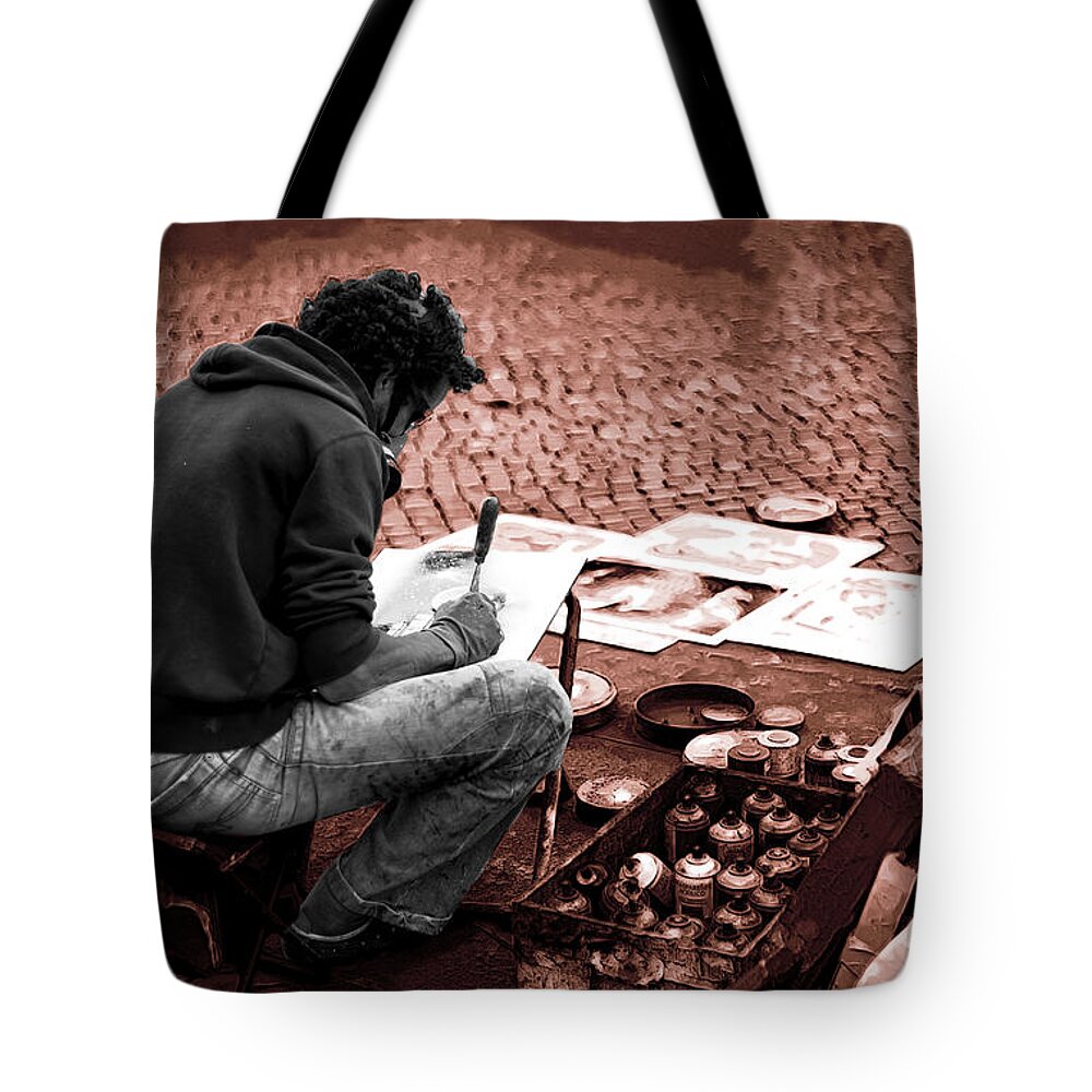 L'artista Tote Bag featuring the digital art L'artista by John Rizzuto