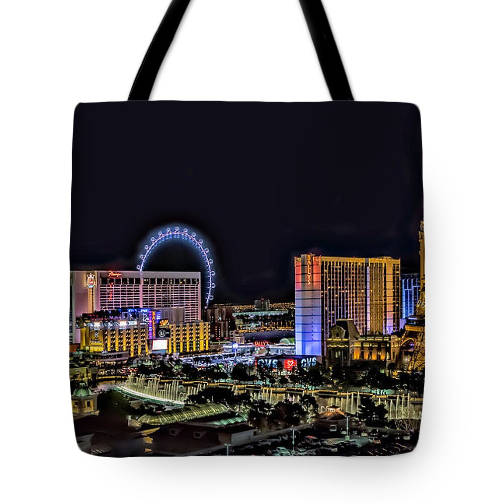 Las Vegas Tote Bag featuring the photograph Las Vegas Night Skyline by Walt Foegelle