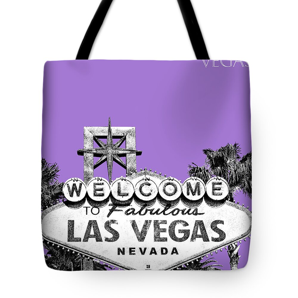 Architecture Tote Bag featuring the digital art Las Vegas Sign - Purple by DB Artist