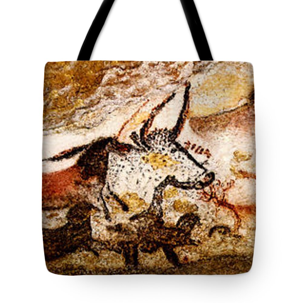 Lascaux Tote Bag featuring the digital art Lascaux Hall of the Bulls by Weston Westmoreland