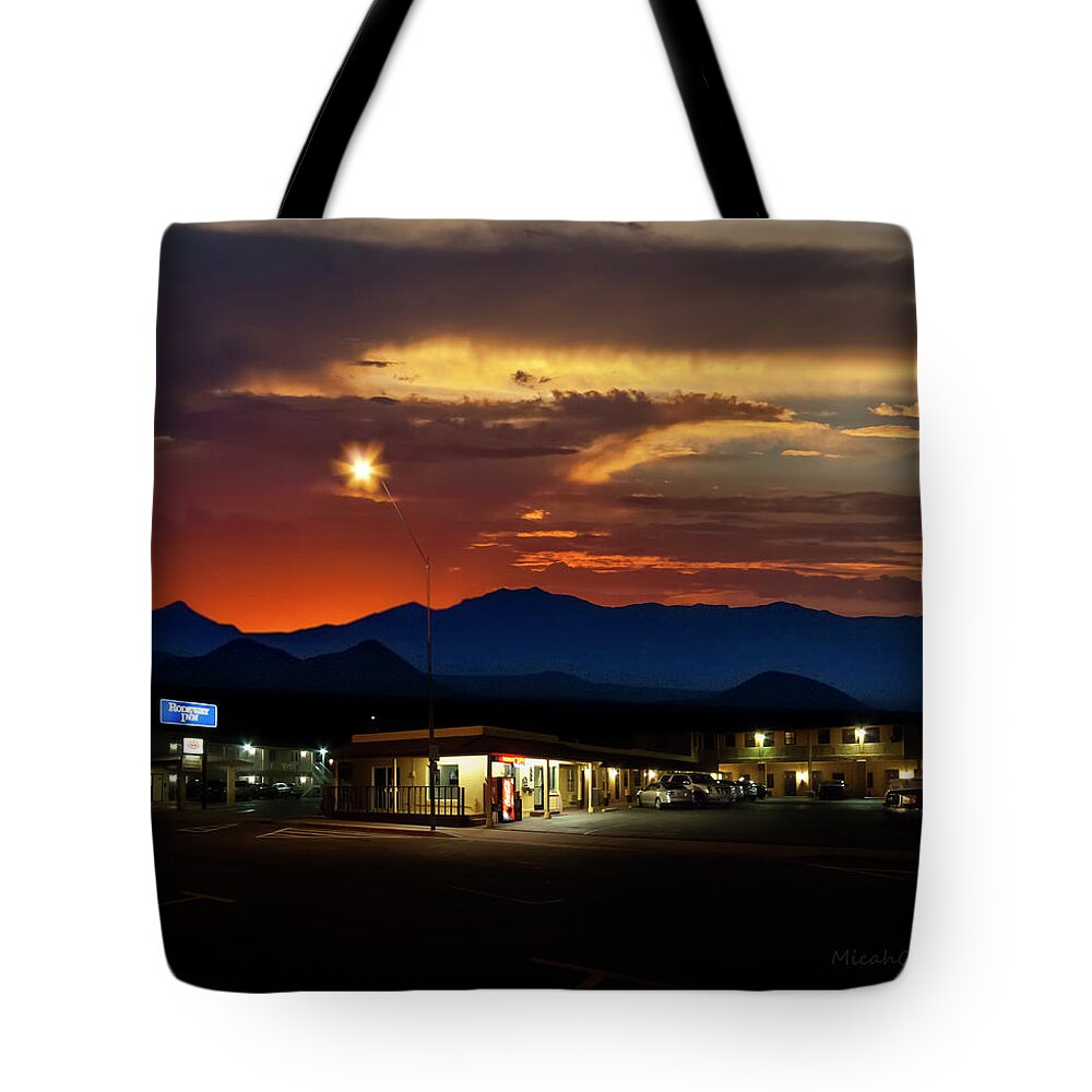 Last Chance Tote Bag featuring the photograph Last Chance Motel by Micah Offman