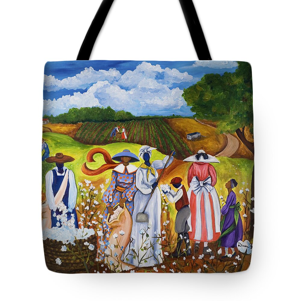 Gullah Tote Bag featuring the painting Last Cotton Field by Diane Britton Dunham