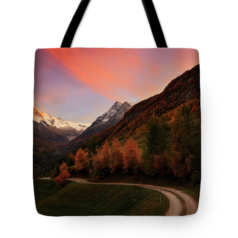 Alpine Tote Bag featuring the photograph Last illumination by Dominique Dubied