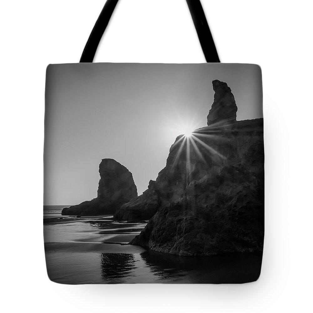 Photography Tote Bag featuring the photograph Last light on the coast by Steven Clark