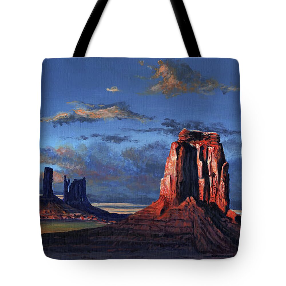 T L Tote Bag featuring the painting Last rays of the day by Timithy L Gordon