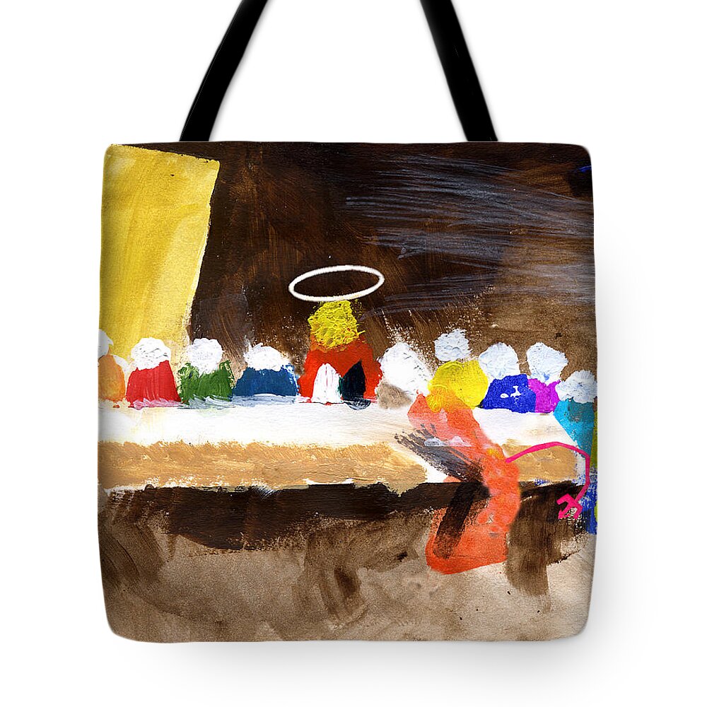 Jesus Tote Bag featuring the mixed media Last Supper w-Judas by Curtis J Neeley Jr