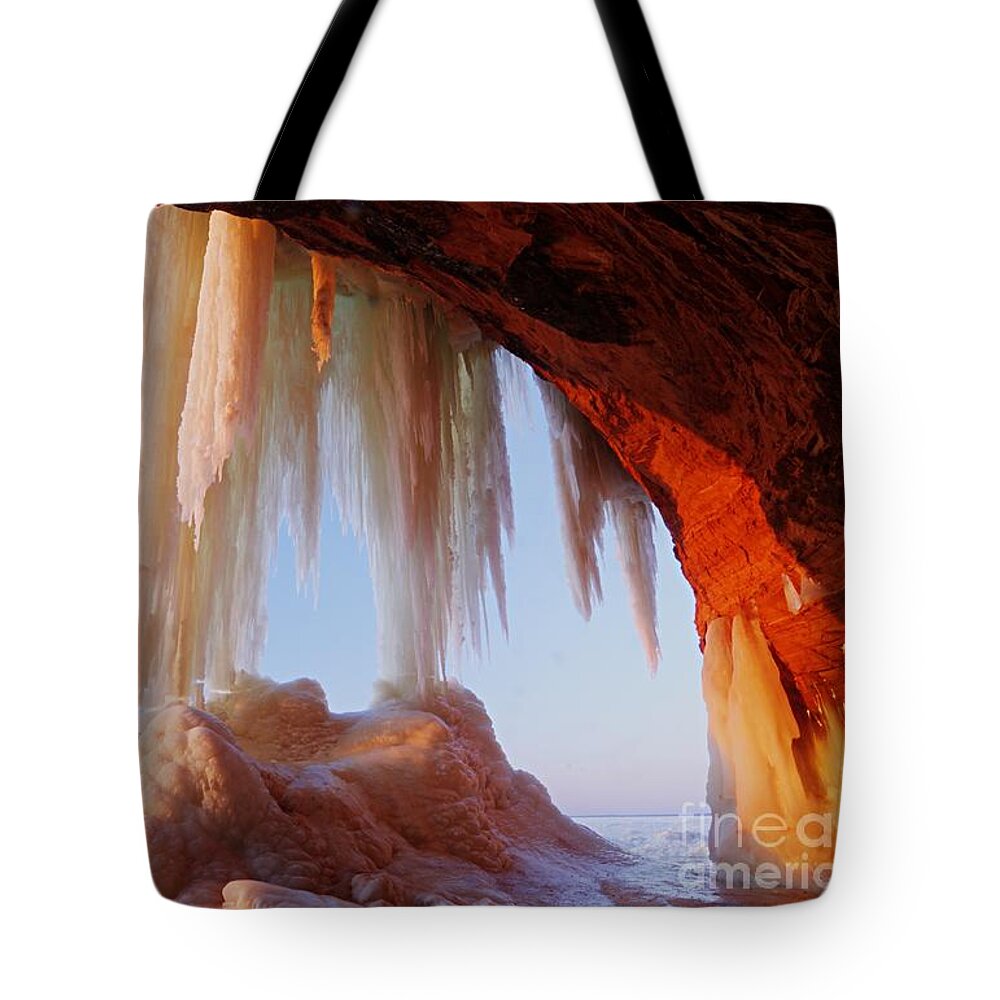 Photography Tote Bag featuring the photograph Late Afternoon in an Ice Cave by Larry Ricker