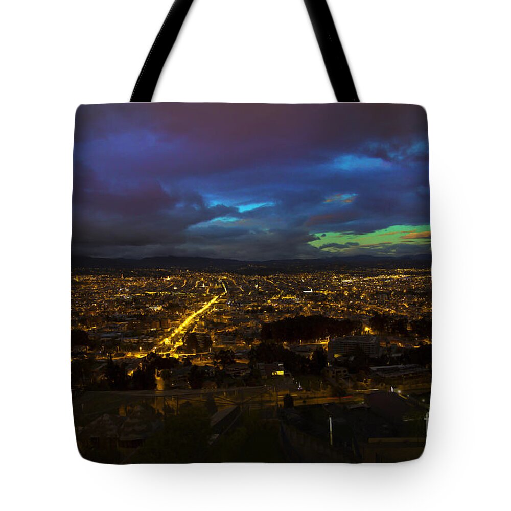 Turi Tote Bag featuring the photograph Late Dusk View Of Cuenca From Turi by Al Bourassa