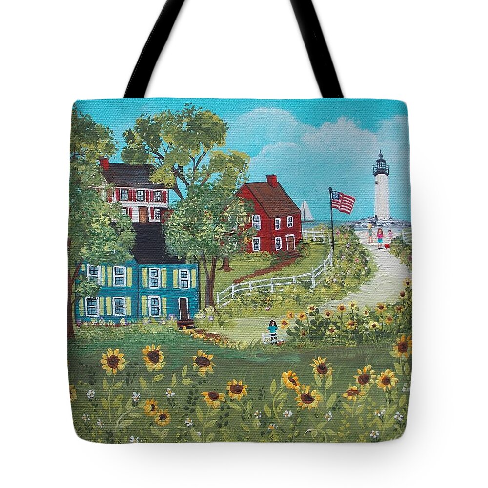 Folk Art Tote Bag featuring the painting Late July by Virginia Coyle