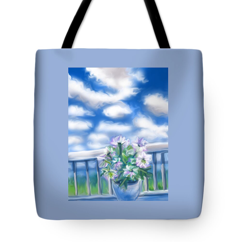 Clouds Tote Bag featuring the painting Late June Clouds by Jean Pacheco Ravinski