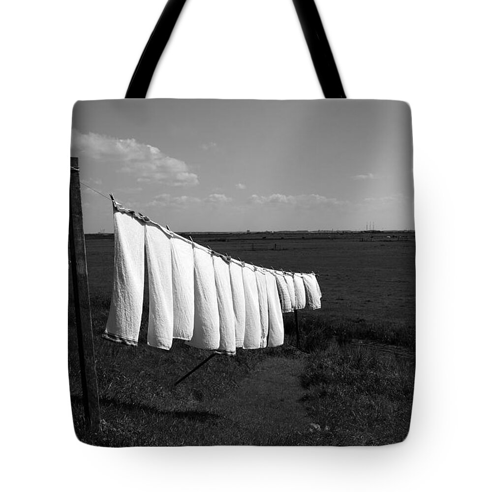 Clothesline Tote Bag featuring the photograph Laundry Line by Aidan Moran