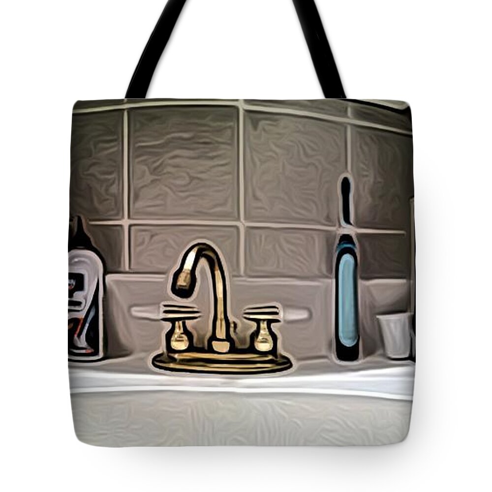 Lavatory Tote Bag featuring the digital art Lav Pano by Ronald Bissett