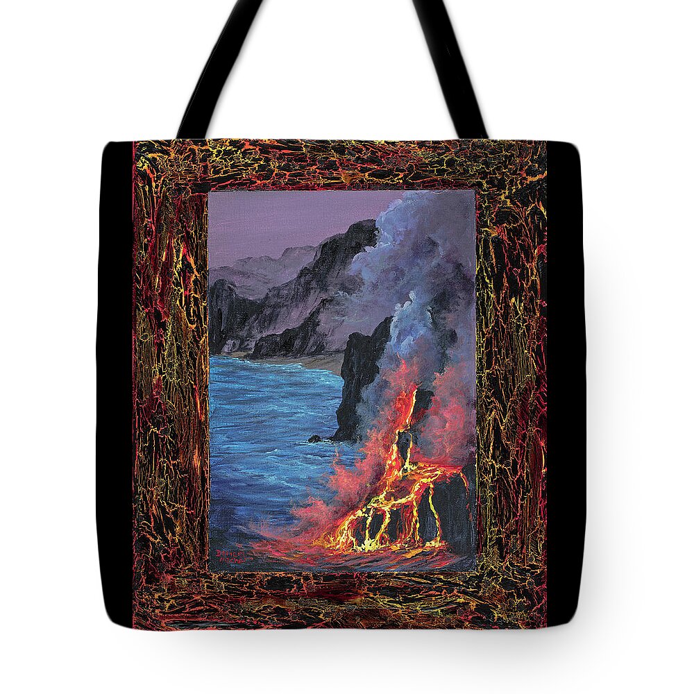 Eruption Tote Bag featuring the painting Lava Flow by Darice Machel McGuire