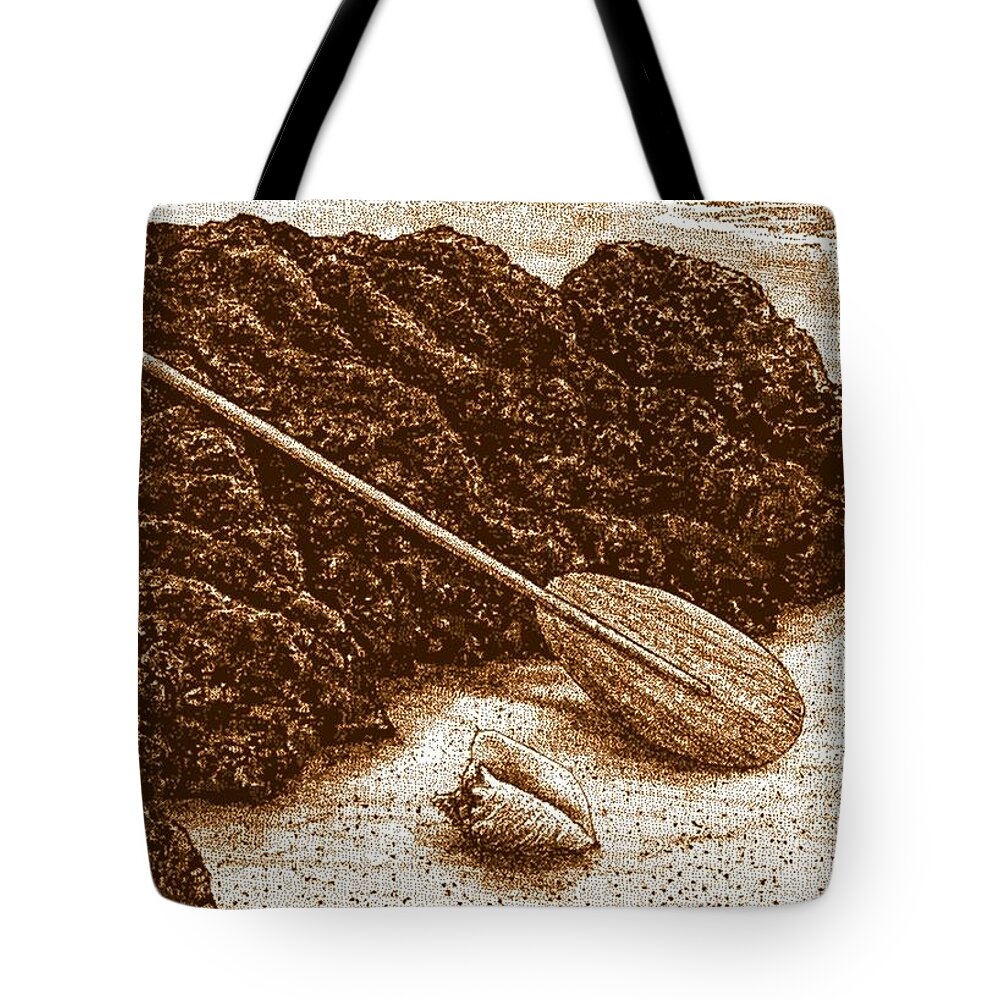 Hawaii Tote Bag featuring the digital art Lava Rock and Koa Paddle sienna by Stephen Jorgensen