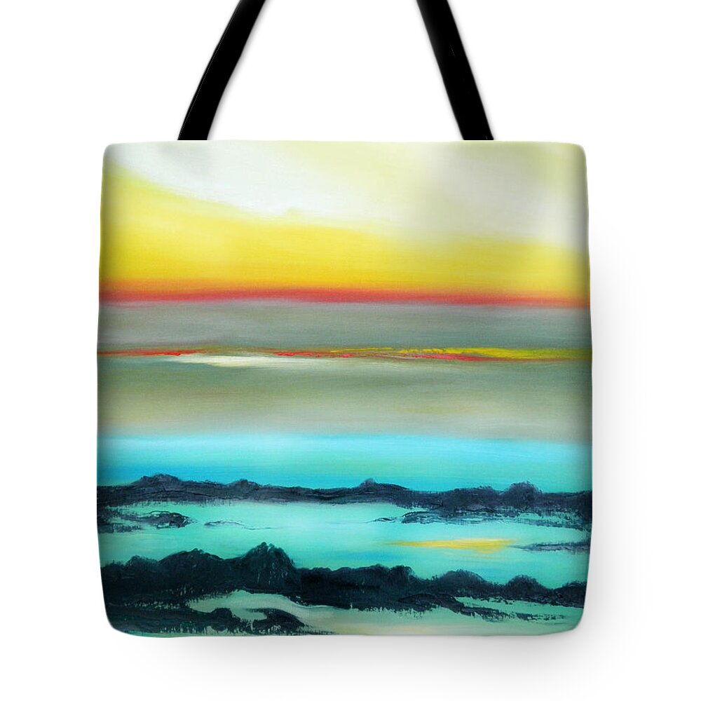 Sunset Tote Bag featuring the painting Lava Rock Sunset 2 by Gina De Gorna