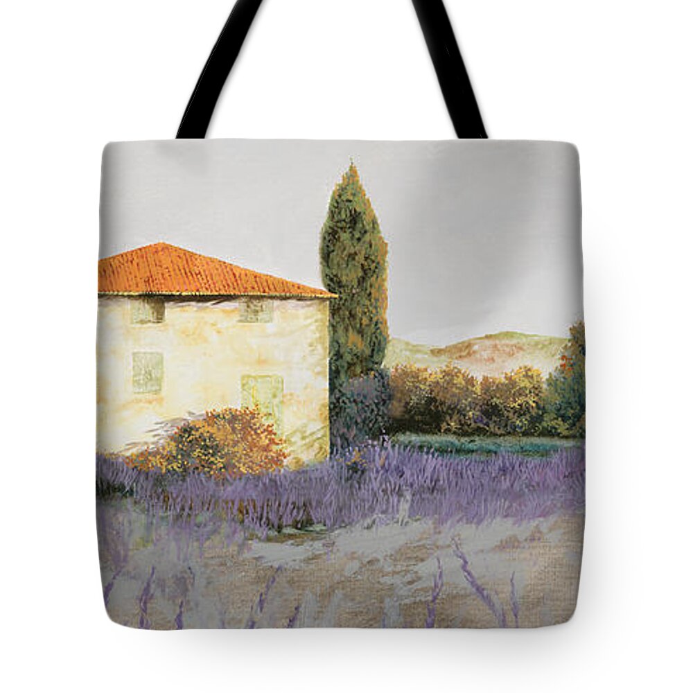 Lavender Tote Bag featuring the painting Lavanda Grassa by Guido Borelli