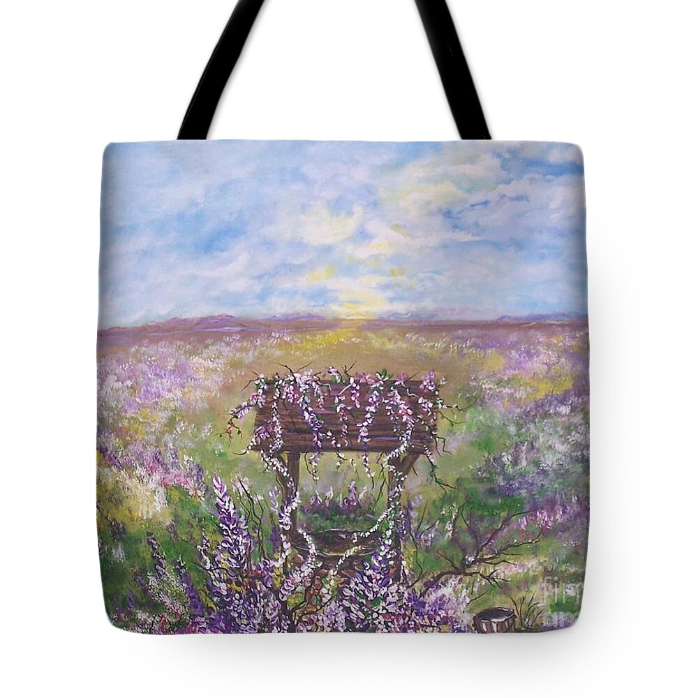 Lavendar Painting Tote Bag featuring the painting Lavendar Wishes by Leslie Allen