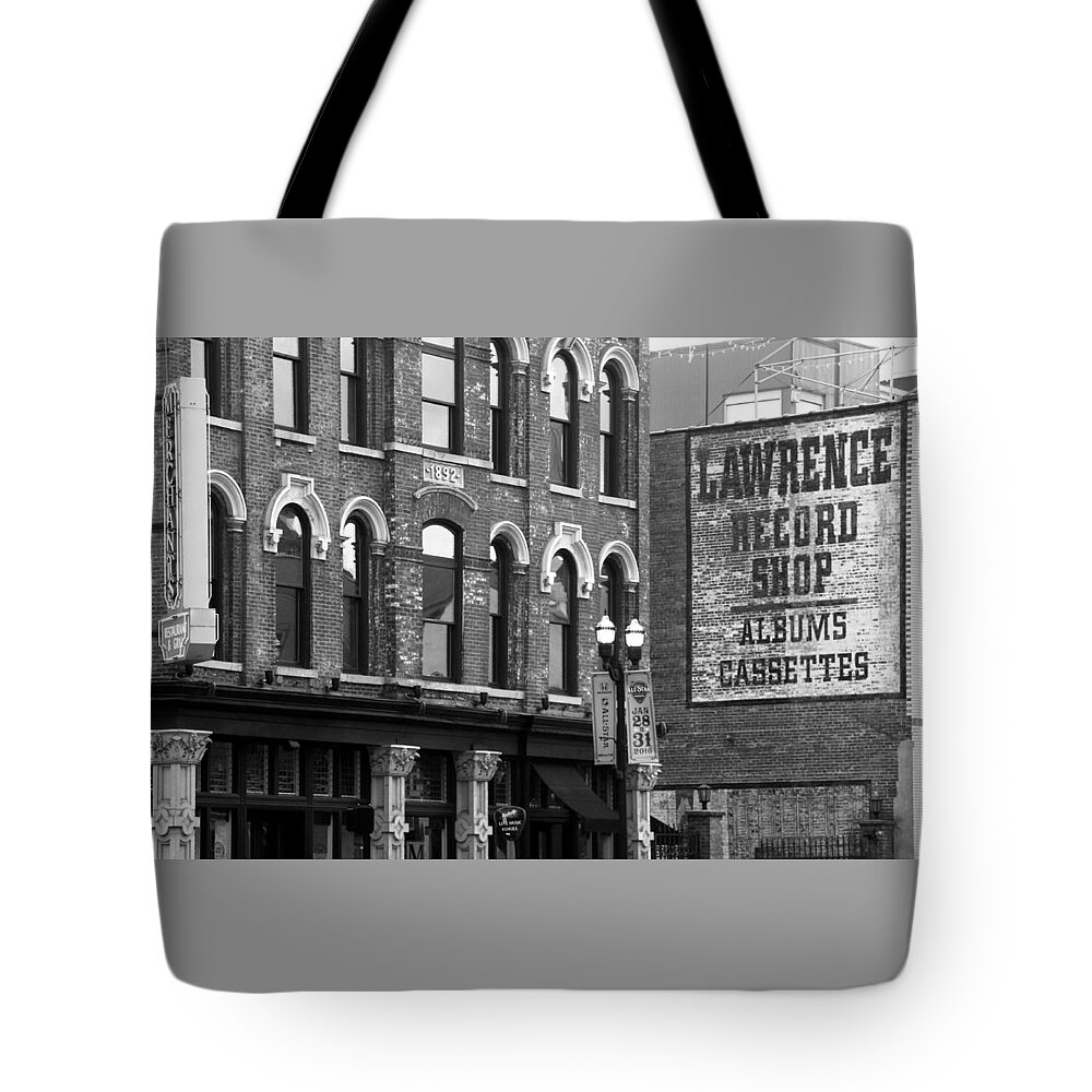 Nashville Tote Bag featuring the photograph Lawrence Record Shop Nashville by Valerie Collins