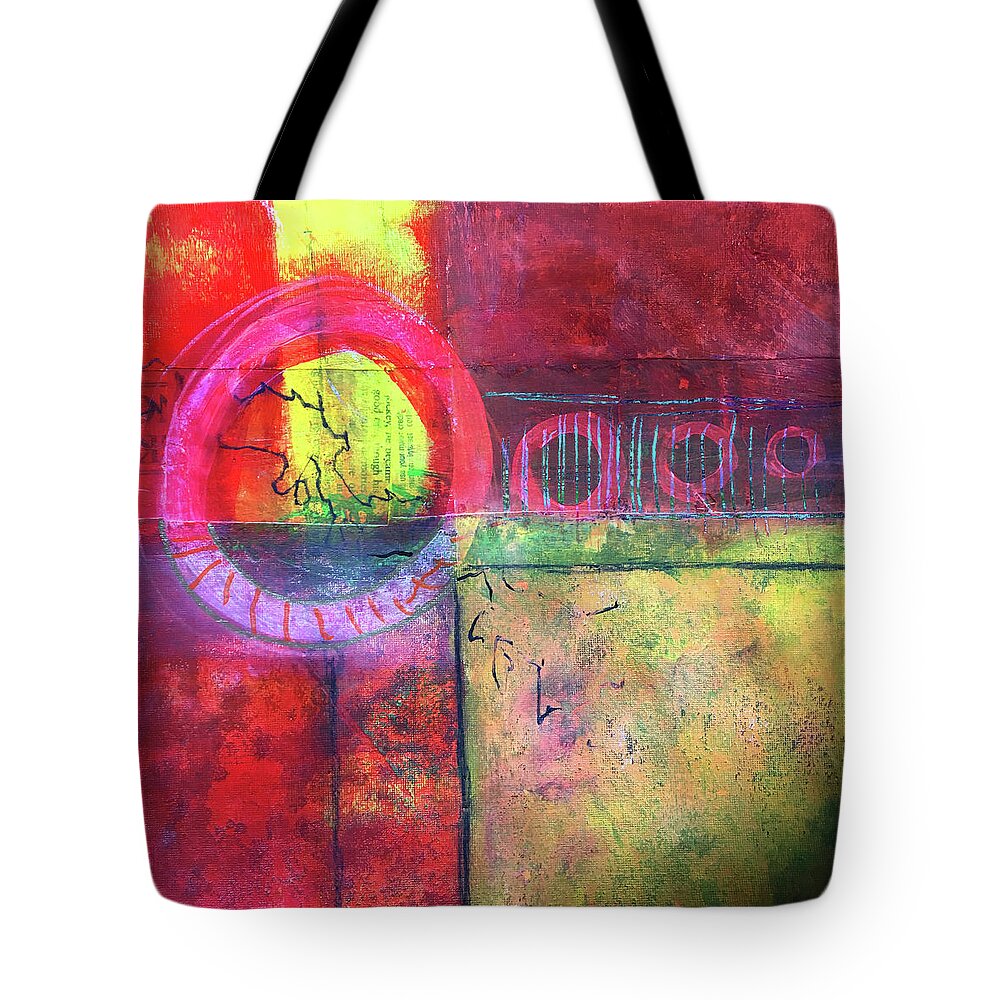 Large Geometric Abstract Tote Bag featuring the painting Layers No. 3 by Nancy Merkle