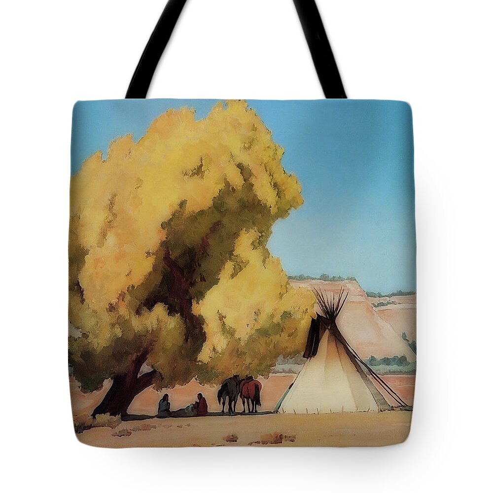 Painting Tote Bag featuring the painting Lazy Autumn by Mountain Dreams