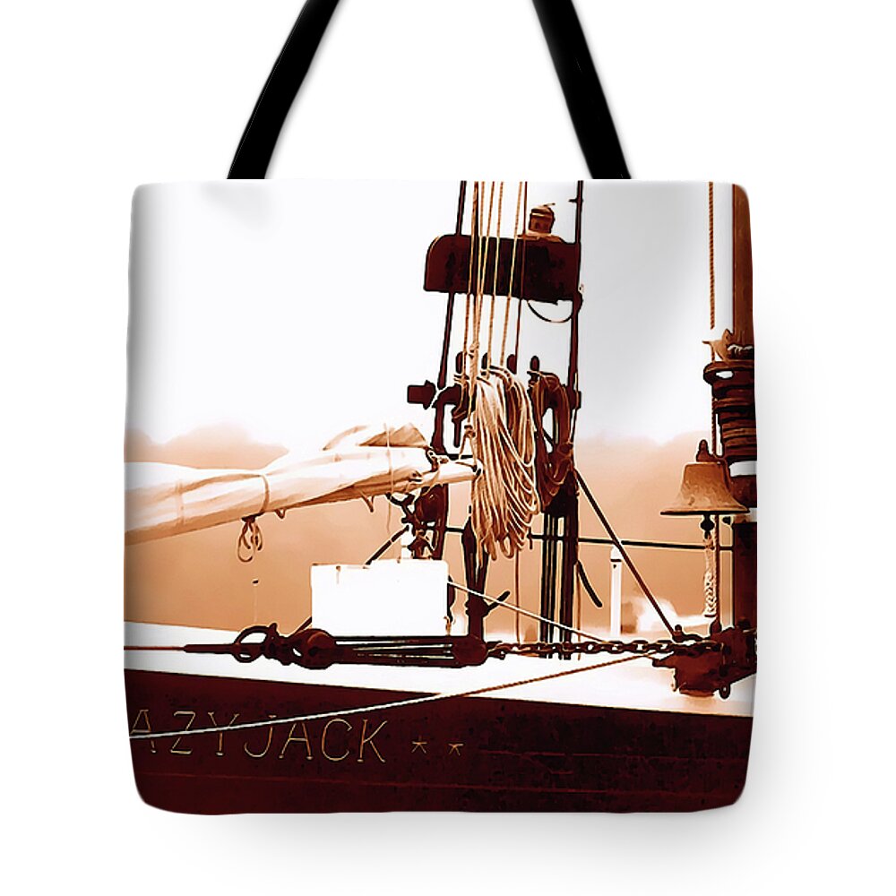 Boat Tote Bag featuring the photograph Lazyjack at Kennebunkport by Terry Fiala