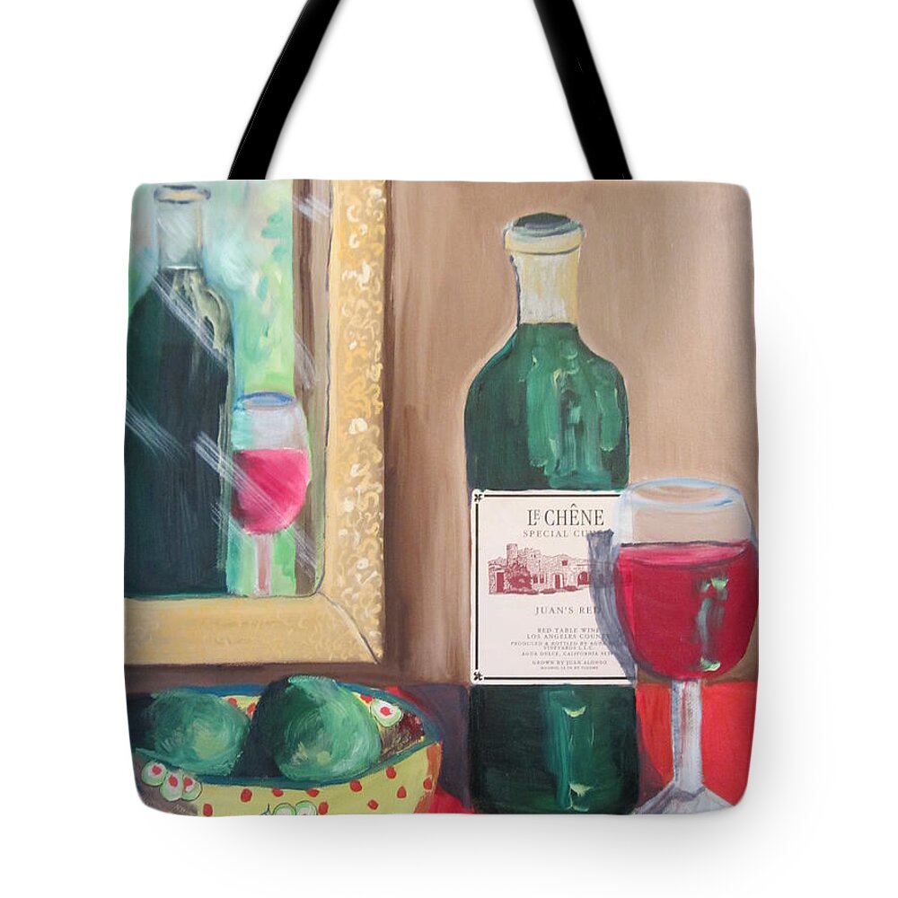 Wine Tote Bag featuring the painting Le Chene Still Life by Dody Rogers
