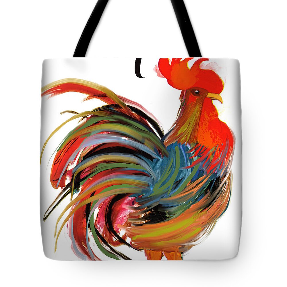Rooster Tote Bag featuring the painting Le Coq Art Nouveau Rooster by Mindy Sommers