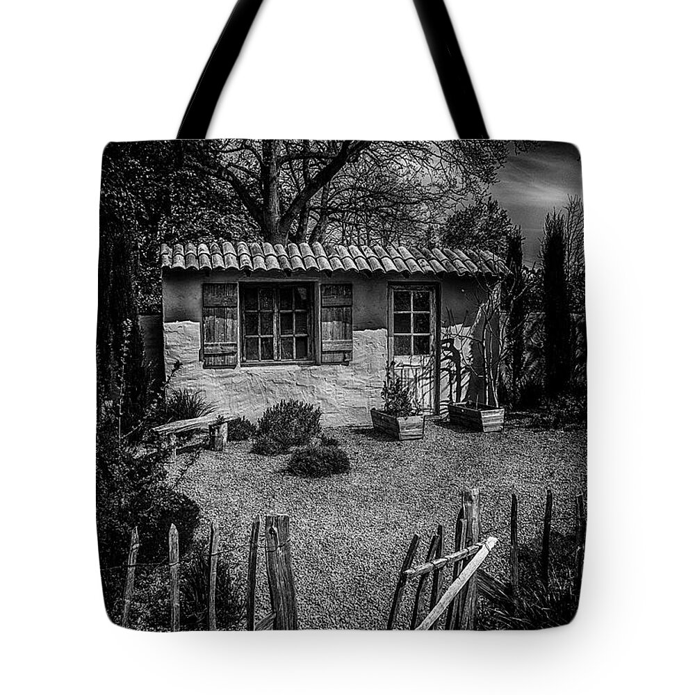 Garden Tote Bag featuring the photograph Le Jardin de Vincent Black and White by Chris Thaxter