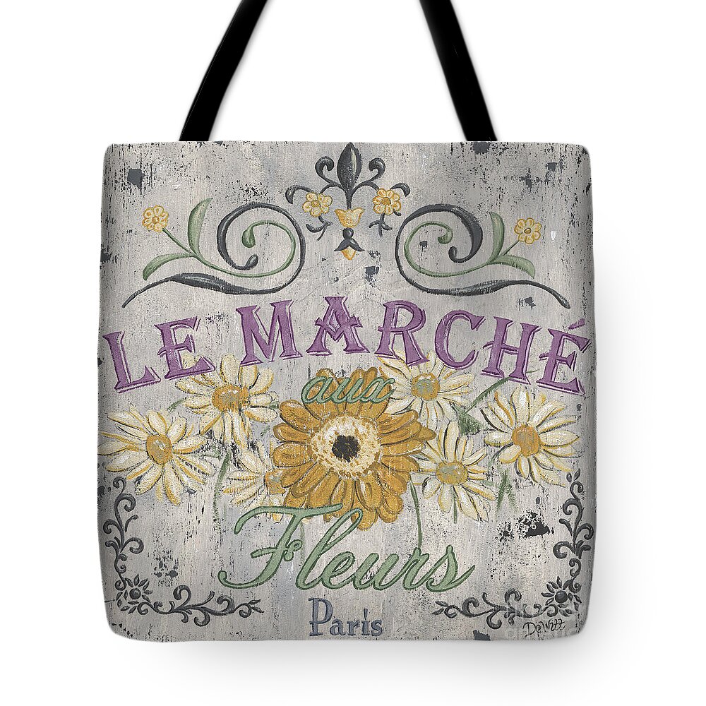 Le Marche Tote Bag featuring the painting Le Marche Aux Fleurs 1 by Debbie DeWitt