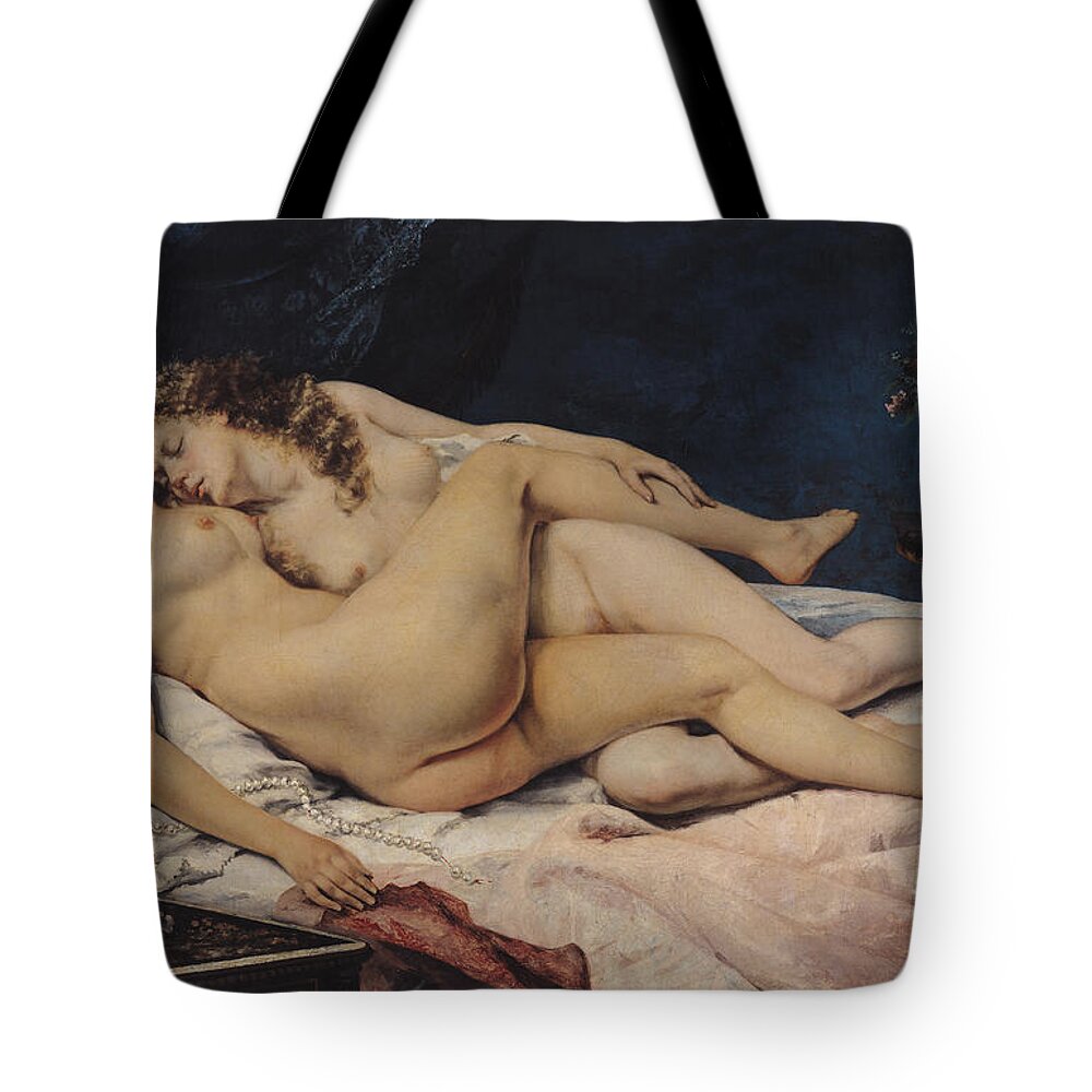 Love Tote Bag featuring the painting Sleep by Gustave Courbet by Gustave Courbet